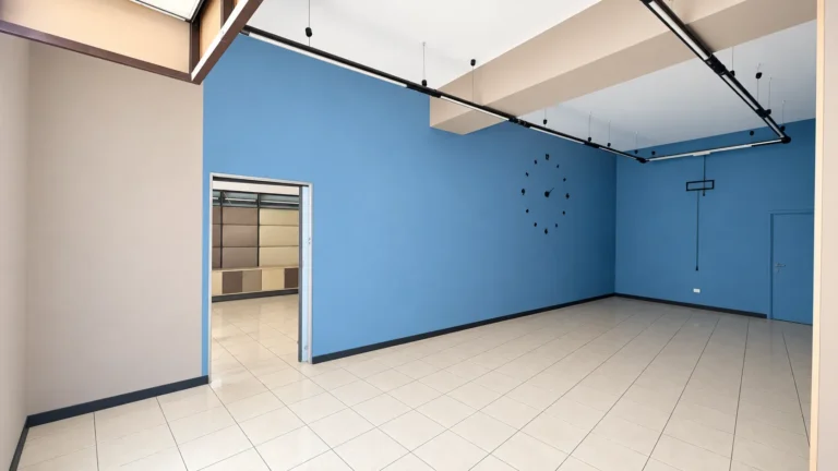 Interno moderno blu con illuminazione a binario_1_11zon